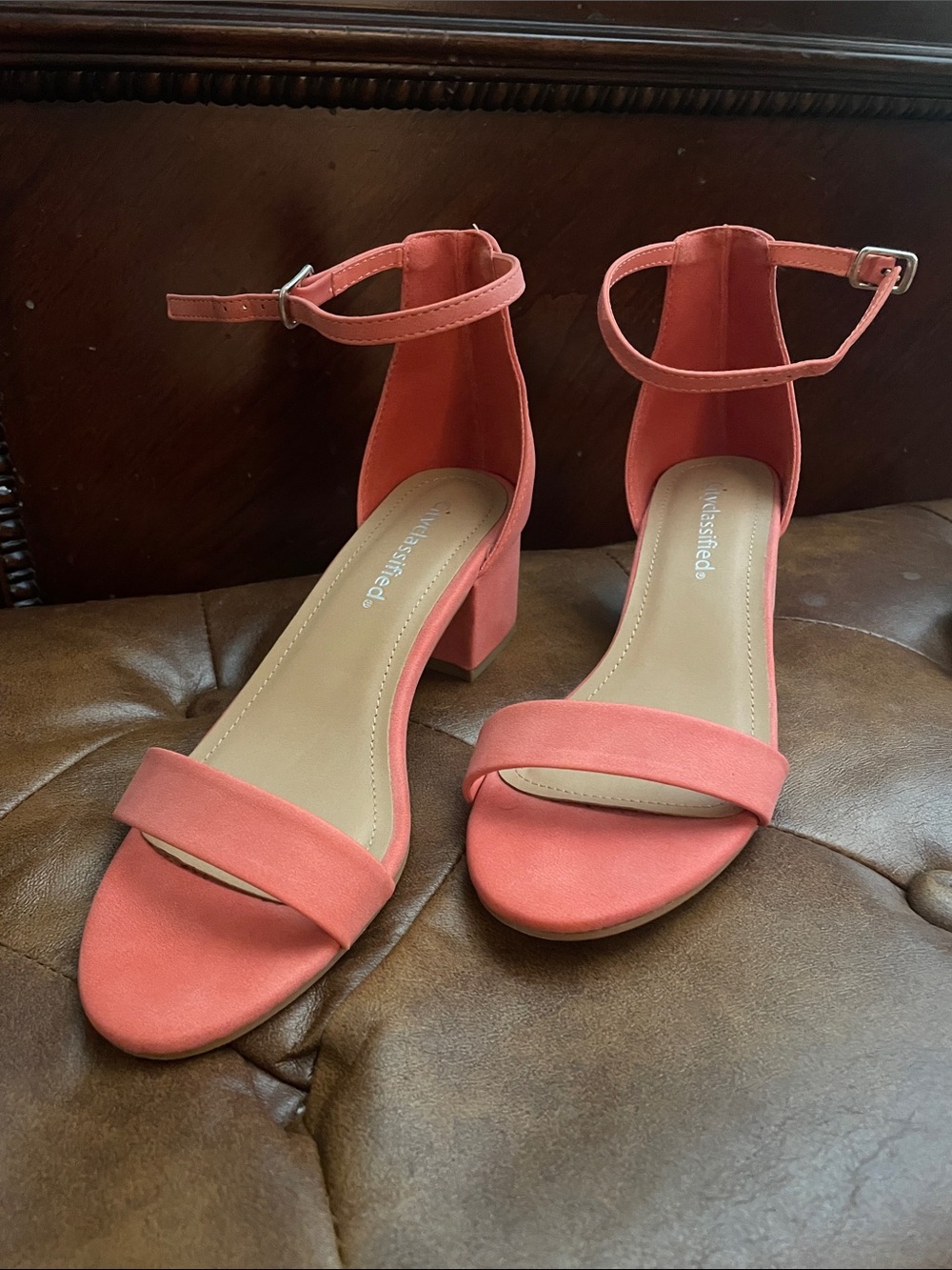 Cityclassified Coral Ankle-Strap Block Heels